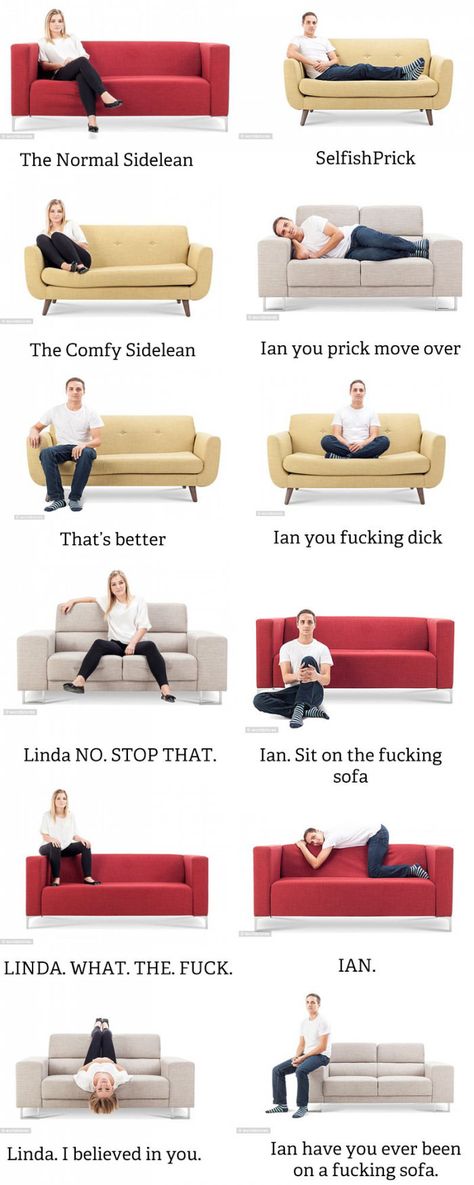 A guide to your favorite sofa sitting positions. I lost it lol Dead By Daylight Fanart, Memes Humor, Intj, Laughing So Hard, Infp, Funny Pins, Infj, Best Funny Pictures, Tumblr Funny