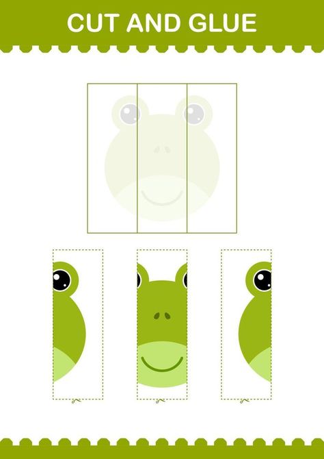 Cut and glue Frog face. Worksheet for kids Frog Worksheet, Frog Face, Kids Worksheet, Cut And Glue, Worksheet For Kids, Educational Worksheets, Vector Cartoon, Worksheets For Kids, Frogs