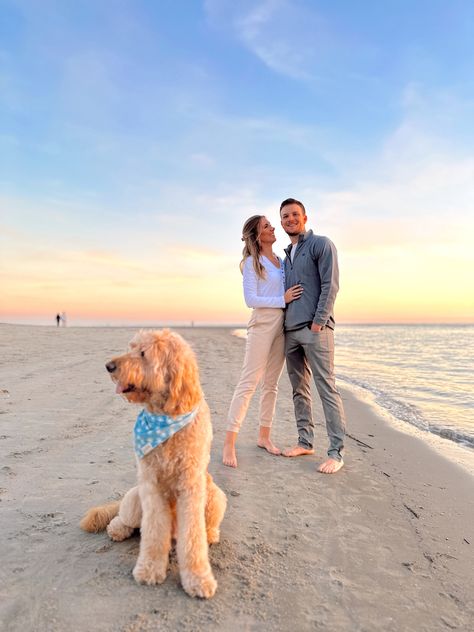 Beach photography, couples beach photography, family photos, charleston sc, goldendoodle photography Beach Photos With Dog, Goldendoodle Photography, Beach Photography Couples, Beach Dog Photos, Dog Family Pictures, Family Dog Photos, Dog Family Portraits, Engagement Pictures Beach, Fam Photos