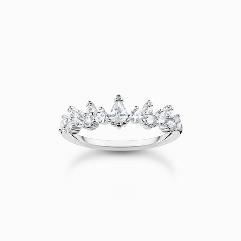 Ring with sparkling zirconia stones, silver | THOMAS SABO Thomas Sabo Ring, Crystals Ring, Winter Dream, Thomas Sabo Charms, Ice Crystals, Sterling Silver Anklet, Rose Gold Watches, Engraved Bracelet, Silver Anklets