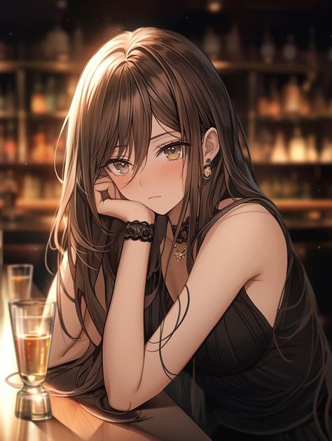 Brown Hair Anime Girlies Pfp, Anime Female Brown Hair, Brown Hair Anime Aesthetic, Brown Hair Anime Female, Pretty Anime Women Brown Hair, Brown Hair Girl Drawing, Brown Hair Blue Eyes Girl, Brown Hair Female, Anime Brown Hair