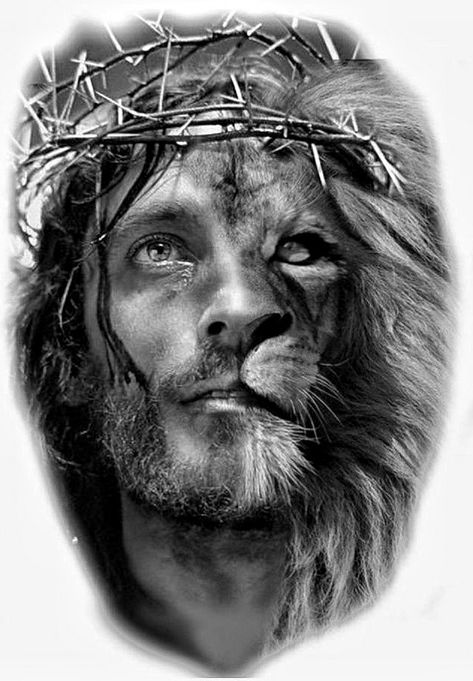 Half Lion Face Tattoo, Lion And Jesus Tattoo, Jesus Lion Tattoo, Mother Mary Tattoos, Female Warrior Tattoo, Best Cover Up Tattoos, Butterfly Hand Tattoo, Bible Tattoos, Lion Of Judah Jesus