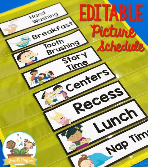 Prek Schedule Cards Free, Class Schedule Preschool, Preschool Visual Schedule Ideas, Visual Picture Schedule, Prek Visual Daily Schedule, Preschool Class Schedule Printable, Pre-k Visual Schedule, Kindergarten Daily Schedule Template, Picture Schedule For Kindergarten