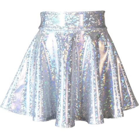 Holographic Silver Shattered Glass High Waisted Skater Skirt Clubwear,... ($34) ❤ liked on Polyvore featuring skirts, mini skirts, bottoms, saia, mini skirt, high-waist skirt, holographic mini skirt, high waisted skirts and flared skirts Gizmo Aesthetic, Silver Mini Skirt, Skirts Pattern, Skirt Circle, Waisted Skirts, Skirt Print, Flared Skirts, Circle Skirts, Skater Skirts