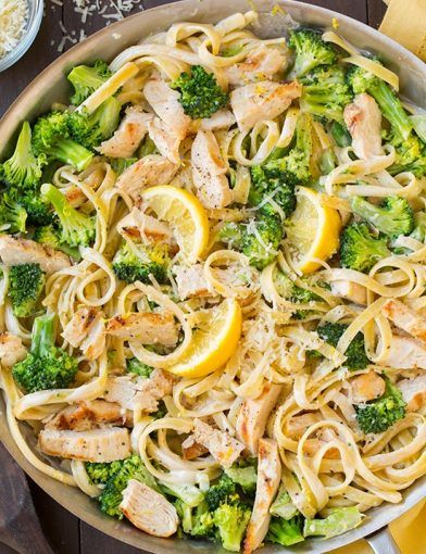 Light Fettuccine Alfredo - Cooking Classy Grilled Chicken And Broccoli, Chicken Fettuccine Alfredo, Chicken Broccoli Alfredo, Chicken Fettuccine, Broccoli Alfredo, Fettuccine Alfredo Recipes, Chicken Alfredo Pasta, Fettuccine Pasta, Chicken And Broccoli