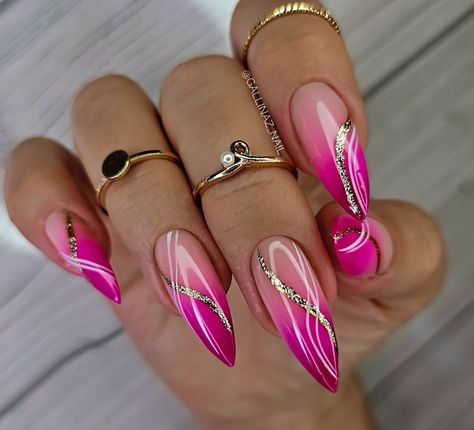 Ombre Chrome Nails, Pink Stiletto Nails, Chrome Nails Designs, Pink Ombre Nails, Sassy Nails, Fancy Nails Designs, Stiletto Nails Designs, Pink Nail Art, Pretty Nail Art