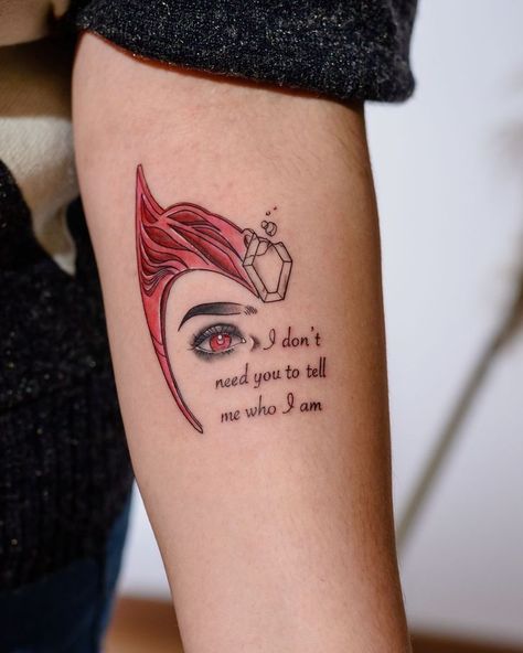 Scarlet Witch Sayings, The Scarlet Witch Tattoo, Wanda Tattoo Ideas, Wanda Maximoff Tattoo Ideas, Scarlett Witch Tattoo, Wanda Maximoff Tattoo, Wandavision Tattoo, Wanda Tattoo, Scarlet Witch Tattoo