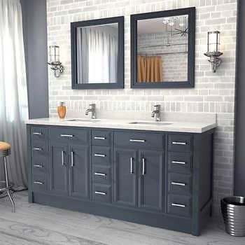 Bathroom Vanity Storage, Refinish Bathtub, Diy Bathroom Vanity, Double Sinks, Double Vanity Bathroom, Double Sink Vanity, Sink Vanity, Bath Room, Rustic Bathroom