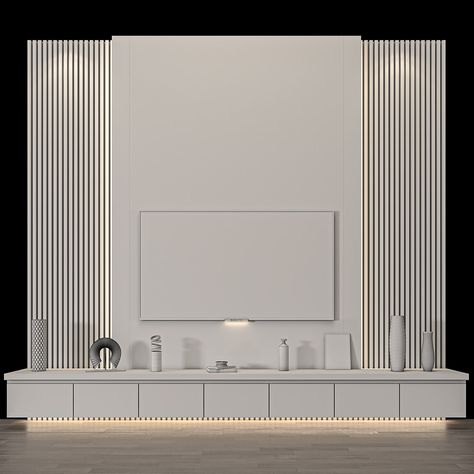 Tv set 37 on Behance Only Tv On Wall, Living Room Tv Wall White, Coastal Feature Wall Living Rooms, Wall Tv Design, Tv Back Panel, Tv Wall Panels, Tv A Muro, Tv Wall Panel, Tv Wall Ideas