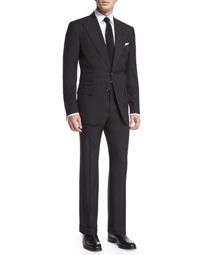 N3MH7 TOM FORD Windsor Base Peak-Lapel Two-Piece Suit, Black Tom Ford Brand, Tom Ford Clothing, Ermenegildo Zegna Men, Black Toms, Tom Ford Men, Suit Black, Peak Lapel, Men’s Suits, Wool Suit