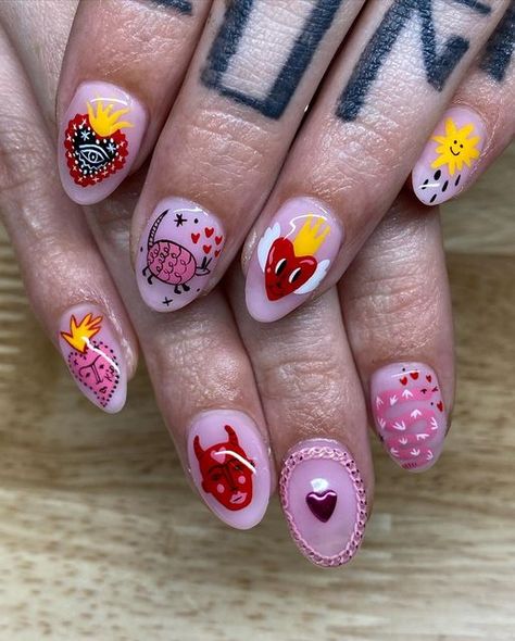 Valentines Day Nail Art Designs, Funny Valentines Day Nails, Food Nail Art, Food Nails, Nail 2024, Hippie Nails, Spring Nail Trends, Nail Trend, Trend 2024