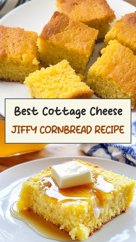 Discover the perfect combination of savory and sweet with this delicious cottage cheese Jiffy cornbread recipe. The creamy cottage cheese adds a rich texture to the classic cornbread, making it a flavorful twist on a beloved dish. Whether you're looking for a comforting side dish for your next family dinner or a tasty treat to enjoy with your morning coffee, this recipe is sure to become a new favorite in your kitchen.

Ingredients
2 packages of jiffy corn muffin mix
4 beaten eggs
3/4 cup melted Healthy Jiffy Cornbread Recipes, Cottage Cheese Cornbread, Classic Cornbread, Jiffy Recipes, Low Calorie Pancakes, Jiffy Cornbread Recipes, Corn Muffin, Jiffy Corn Muffin Mix, Cottage Cheese Pancakes