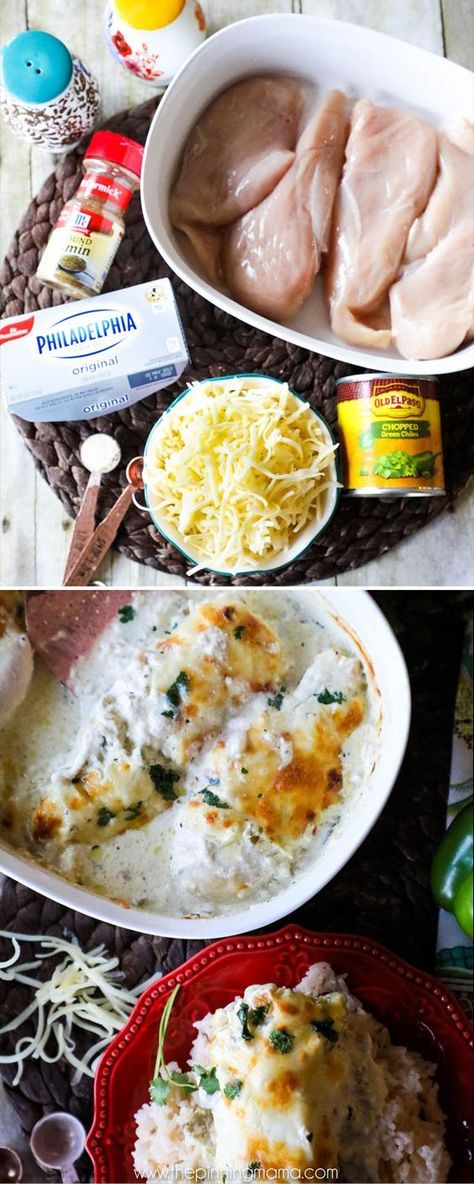 Green Chili Chicken Bake Recipe- Creamy, delicious, one dish quick and easy dinner recipe Green Chili Chicken Bake, Green Chili Chicken, Eating Keto, Chili Chicken, Chicken Bake, Pizza Margherita, Easy Dinner Recipe, Quick And Easy Dinner, Pan Meals