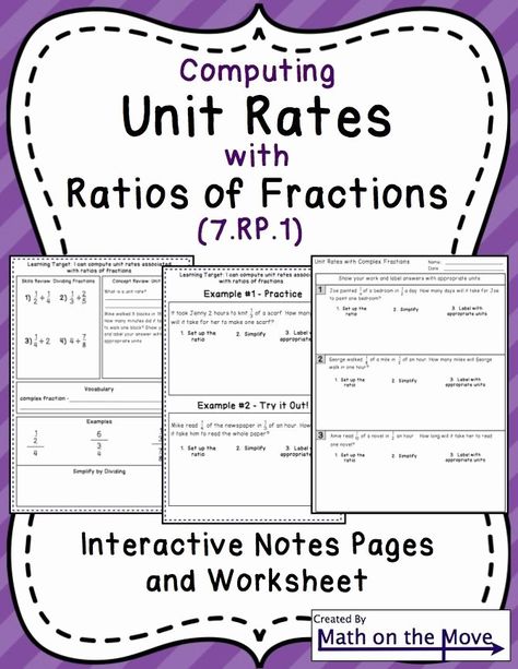 Ratios and Rates Worksheet Unique Unit 3 Proportional Reasoning with Ratios and Rates – Chessmuseum Template Library Math Instructional Strategies, Math Examples, 7th Grade Math Worksheets, Math Rti, Fraction Practice, Unit Rate, Fraction Word Problems, Interactive Notes, Math Practice Worksheets