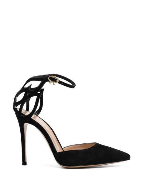 Gianvito Rossi pointed-toe 110mm Pumps - Farfetch Rossi Shoes, Black Suede Pumps, Leather Cuts, Carrie Bradshaw, Stiletto Pumps, Suede Pumps, Slingback Pump, Ankle Straps, Black Pumps