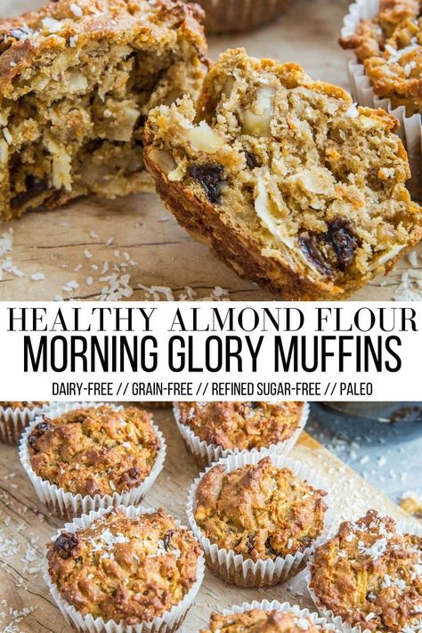 Banana Morning Glory Muffins, Gluten Free Morning Glory Muffins Almond Flour, Healthy Coconut Muffins, Almond Flour Breakfast Bread, Grain Free Apple Muffins, Low Carb Morning Glory Muffins, Almond Flour Apple Recipes, Almond Flour Carrot Muffins, Keto Morning Glory Muffins