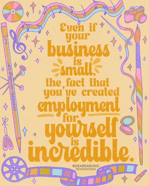 Even if your business is small, the fact that you’ve created employment for yourself is INCREDIBLE!! Don’t discount that. So many people wish they could make a living from home, work for themselves, do what they love. It’s so easy to compare ourselves to other bigger small businesses… “they have more followers than me, they have more sales than me, they get bigger opportunities than I do.” Or when you see one of those videos “what I made this month as a small business owner” and it’s like $10... Handmade Business Quotes, Small Business Studio, Shop Small Business Quotes, Local Business Marketing, Part Time Job, You Are Incredible, Artist Branding, Sell My Art, Home Work