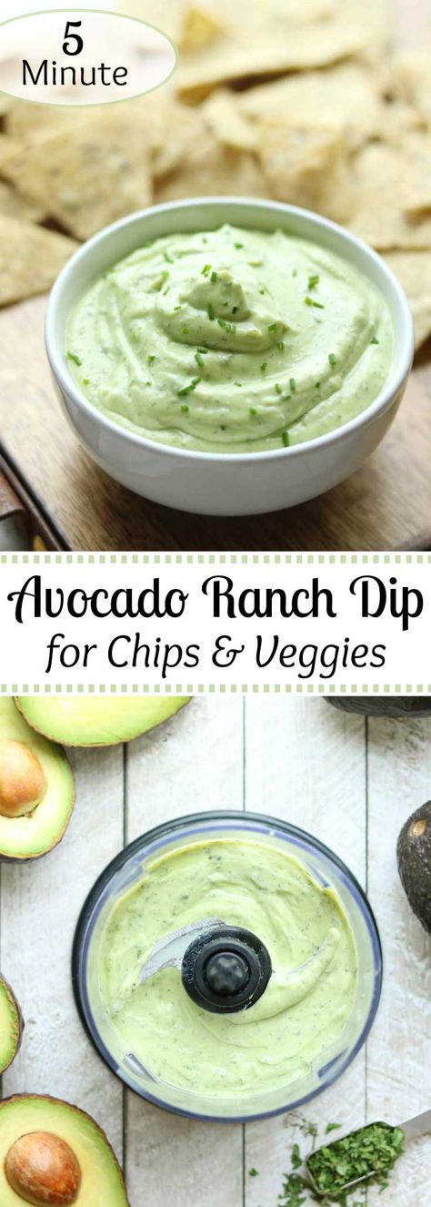 A super-fast Avocado Ranch Dip with the creamy goodness of Greek yogurt! This recipe is a cross between ranch dip and guacamole - a healthy dip that’s great with veggies, or with tortilla chips! An easy 5-minute snack! And, its pretty green color is perfect for a festive Christmas appetizer, for St. Patrick’s Day … or any day! Great for vegetable trays! #avocado #greekyogurt #appetizer #healthysnacks #appetizerfood #holidayrecipes #healthyrecipes #ranchdip #veggiedip | ... Easy Healthy Dips, Avocado Ranch Dip, Appetizers Easy Dips, Healthy Dip, Healthy Appetizers Easy, Avocado Dessert, Vegetable Dip, Avocado Ranch, Healthy Greek Yogurt