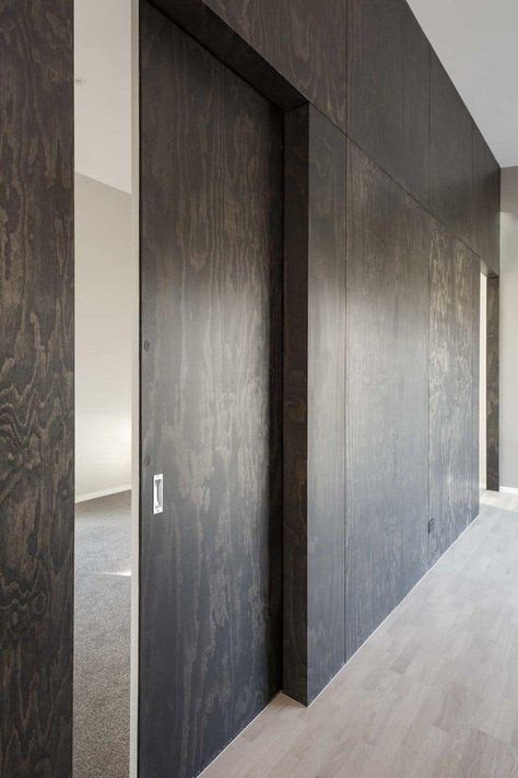 Interior wall designs using 9 splendid materials to enrich the space | Building and Interiors Black Stained Plywood Wall, Black Stained Plywood, Stained Plywood Walls, Ply Walls, Plywood Wall Paneling, Cabin Makeover, Stained Plywood, Plywood Wall, Plywood Projects