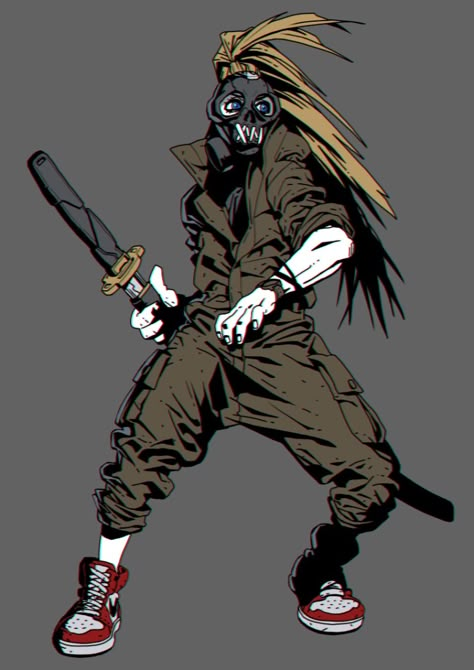 Oni Drawing Character Design, Punk Rock Character Design Male, Street Punk Character Design, Solider Character Design, Concept Art Character Design References, Mutant Character Design, Scorpion Tail, Punk Character Design, Cyberpunk Character Art