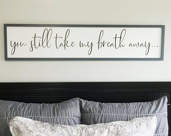 "MY FAVORITE PLACE IN THE WORLD IS NEXT TO YOU" *Big beautiful farmhouse style sign. *Lettered in black over white pressboard then framed out in your choice of painted or stained pine.   *Your sign measures approximately 48.00" x 10.5" (can vary by 1/2 inch) and comes ready to hang. PLEASE SELECT YOUR FRAME COLOR FROM THE DROP DOWN MENU! FOR MORE GREAT SIGNS, PLEASE ENTER MY SHOP HERE: StarfishFlagsStudio.etsy.com Farmhouse Bedroom Wall, Pink Painted Walls, Bedroom Decor Modern, Vintage Lockers, Decor Modern Farmhouse, Romantic Signs, Art Above Bed, Comfy Bedroom, Rustic Bedroom Decor