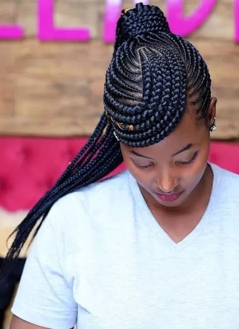 Lines Hairstyles African, Lines Hairstyles, Big Cornrow Braids, Latest Hair Braids, Easy Short Haircuts, Lemonade Braids Hairstyles, Bob Braids Hairstyles, Lemonade Braids, Office Hairstyles