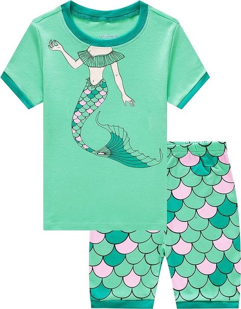 Amazon.com: Family Feeling Little Girls Mermaid Summer Pajamas Short Sets 100% Cotton Sleepwear 5: Clothing, Shoes & Jewelry Mermaid Pajamas, Mermaid Summer, Pajamas Short, Short Pajamas, Halloween Pajamas, Pajama Outfits, Summer Pajamas, Cotton Sleepwear, Cotton Clothes