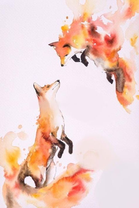 Fox Artwork, Fox Drawing, Fox Painting, 수채화 그림, Art Diary, Inspirational Artwork, Fox Art, 판타지 아트, Cute Animal Drawings