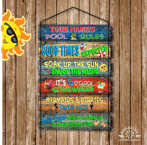 Swimming Sign, Pool Rules Sign, Pool Quotes, Swimming Pool Signs, Metal Pool, Poolside Decor, Pool Rules, Pool Stuff, Sign Boards