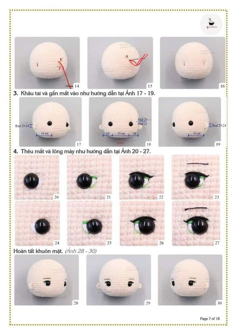 Amigurumi Doll Eyes Tutorial, Crochet Doll Eyes, Crochet Dolls Patterns, Amigurumi Eyes, Doll Pattern Crochet, Amigurumi Minta, Crochet Doll Tutorial, Doll Crochet Pattern, Easy Crochet Animals