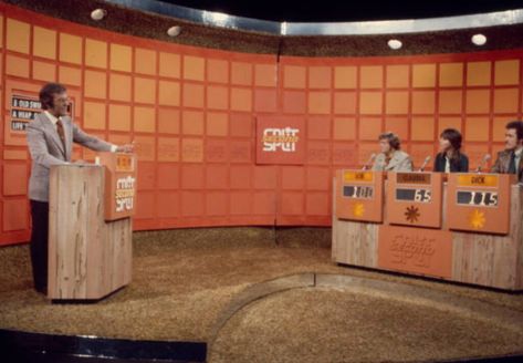 70s Game Show Aesthetic, Vintage Game Show, Game Show Set, April Weather, Writing Photos, Split Second, Great Tv Shows, Comedy Show, Brand Development