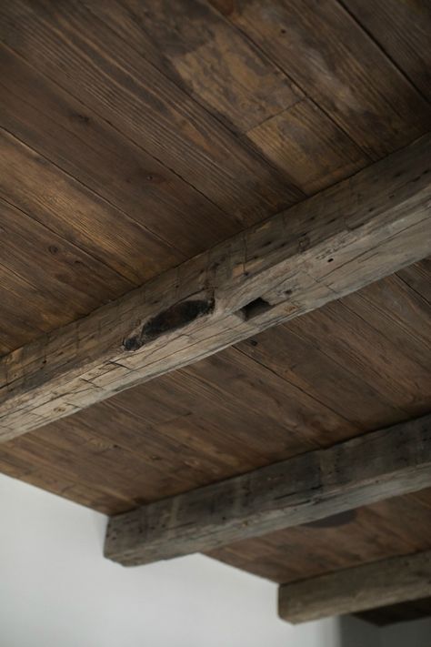 French Paint Colors, Barn Wood Ceiling, Decorative Ceiling Panels, Pole Barn House, Reclaimed Wood Ceiling, Wooden Ceiling Design, Metal Barn Homes, French Interior Design, Ceiling Design Ideas