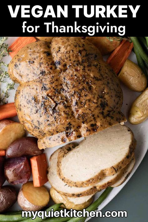 Vegan Turkey Roast Gf Vegan Thanksgiving Recipes, Tofu Roast Dinner, Tofu Loaf Recipes, How To Make Plant Based Meat, Tofu Turkey Recipes, Vegan Ginger Recipes, Plant Based Holiday Recipes, Tofurkey Recipes Vegan, Plant Based Thanksgiving Dinner