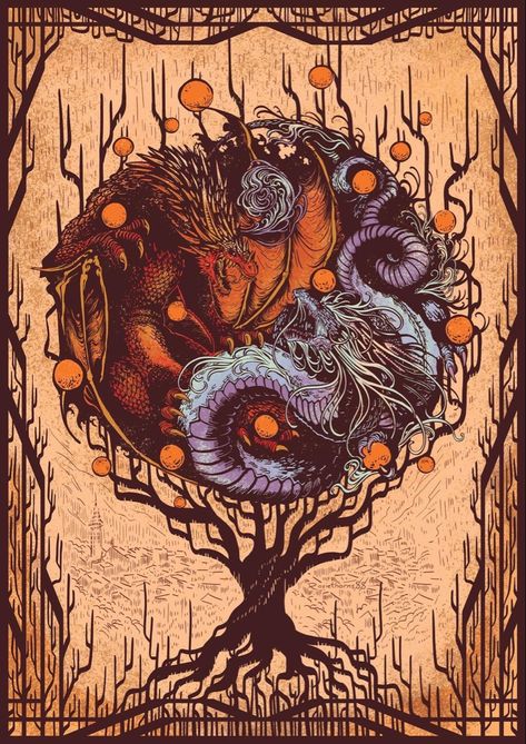 Orange Tree, Tree Wallpaper, Tree Tattoo, Fan Book, A Dragon, Tree Art, Book Characters, Tree Painting, Fantasy Books