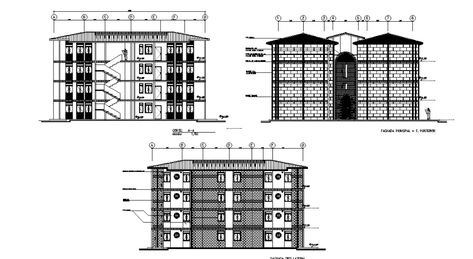 Apartment residence building section CAD drawing that shows 4 storey floor level building model design dwg file. 4 Storey Building, Sectional Elevation, Building Model, Drawing Block, Elevation Design, Duplex Apartment, Apartment Plans, Building Section, Model Design