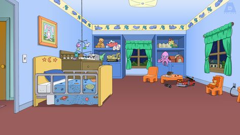 #Background #ZoomBackground #VideoMeeting #Wallpaper #Interior #FOXTV #Television #Animation #FamilyGuy #Bedroom #InteriorDesign #ChildrensRoom #Stewie Family Guy Living Room, Family Guy House, Guys Living Room, Guy Living Room, Cartoon Houses, Fox Animation, Family Hug, Family Guy Stewie, Games To Play With Kids