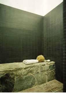 Stone lounge seat in a tiled steam room. Stone Lounge, Room Tiles Design, Craftsman Bungalow, Marcel Breuer, Urban Loft, Spa Design, Craftsman Bungalows, Luxury Estate, Floor Seating