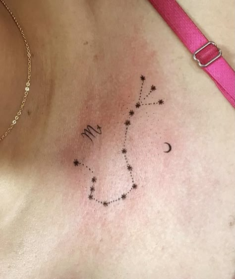 Scorpio Constellation Tattoo Collar Bone, Scorpio Constellation Tattoo Hand, Scorpion Constellation Tattoo, Constellation Scorpion, Scorpio Constellation Tattoo, Mommy Daughter Tattoos, Beautiful Spine Tattoos, Scorpio Constellation Tattoos, Scorpio Zodiac Tattoos