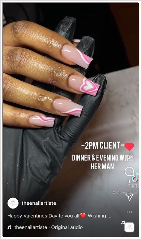 White nails with a beautiful initial. These nails will make a great addition to any wedding or special occasion. Fake Nails Valentines Day, Valentines Day Nails Medium Length, Valentines Day Nails Coffin Pink, White Nails With Initial, Nail Ideas Black Women, Vday Nails Valentines Day, Valentines Day Nails Coffin, Sqaure Nails, Nail Options