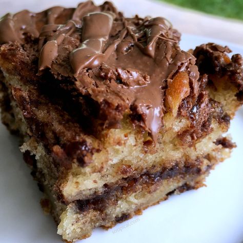 Banana Nutella Cake Nutella Cake Recipe, Banana And Nutella Cake, Nutella Recipes Cake, Cake Recipes At Home, Bread Dishes, Nutella Cake, Banana Nutella, Banana Cake Recipe, Bread Cake