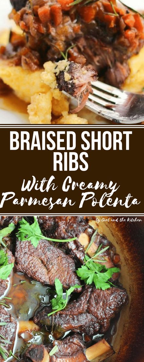 Supperclub Ideas, Short Ribs Dutch Oven, Keto Meats, Parmesan Polenta, Boneless Beef Short Ribs, Polenta Recipes, Short Ribs Recipe, Creamy Parmesan, Braised Short Ribs