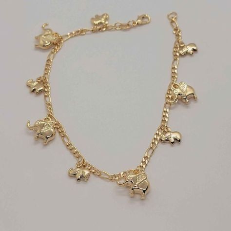 Brazilian 18k Gold Filled Elephants Anklet Length Is 9 1/2" Brand New Free Jewelry Bag Included Nwt Shipping From Ny Does Not Tarnish It Can Last For Years With Proper Care Free Shipping - After 2 Items Automatic 10% Off After 4 Items With Free Shipping Send Me A Message To Do The Bundle Deal Elephant Anklet, Mom Ring, Turquoise Pendant Necklace, Mint Gold, After 4, Mini Hoop Earrings, Bead Bangles, Classy Jewelry, Jewelry Bag