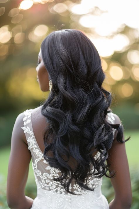 70+ Bridal Hair Down Looks We LOVE! | Matched Hearts Flowers In Hair For Wedding Black Women, Hair For Wedding Black Women, Wedding Black Hair, Bridal Hairstyles For Black Women, Hair Down Looks, Flowers In Hair For Wedding, Curly Bridal Hair, Hair Down Styles, Bridal Hair Down