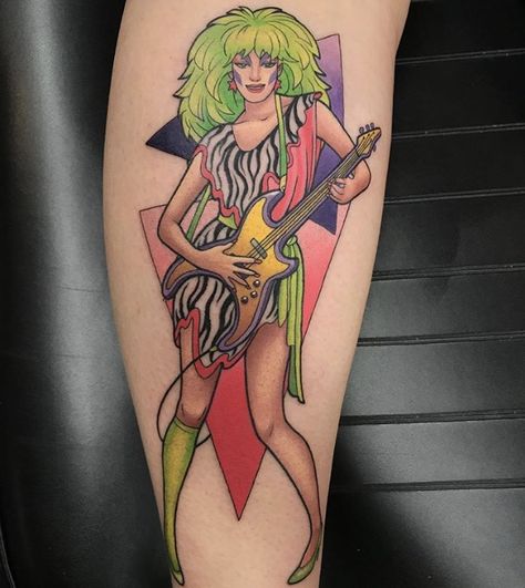 80s Aesthetic Tattoo, Jem And The Holograms Tattoo, 1980s Tattoo Ideas, 80s Tatoos, Jem Tattoo, 1987 Tattoo, Georgia Tattoos, 80s Tattoo Ideas, Jem Costume