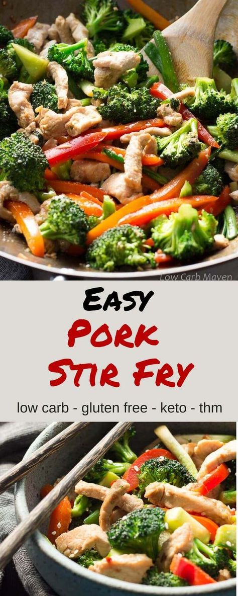 Pork Stir Fry Recipes, Healthy Recipes Easy, Low Carb Pork, Healthy Pork, Low Carb Maven, Low Calorie Cooking, Recipes Easy Dinner, Mapo Tofu, Pork Stir Fry