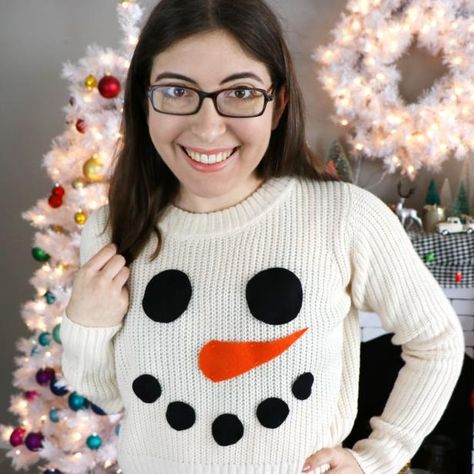 Snowman Christmas Sweater, Snowman Ugly Sweater Diy, Diy Kids Christmas Sweater, Diy Christmas Jumper Ideas, Diy Christmas Sweater For Kids, Diy Christmas Jumper, Diy Kids Ugly Christmas Sweater Ideas, Diy Christmas Sweater Ideas, Homemade Ugly Christmas Sweater