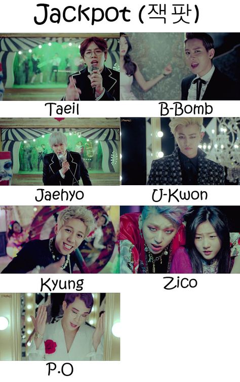 Just a little help for all the newbies #blockb #jackpot #mv #names Block B Members, Block B Kpop, Block B Taeil, Zico Block B, B Names, Zico, Block B, Pop Bands, Next Video