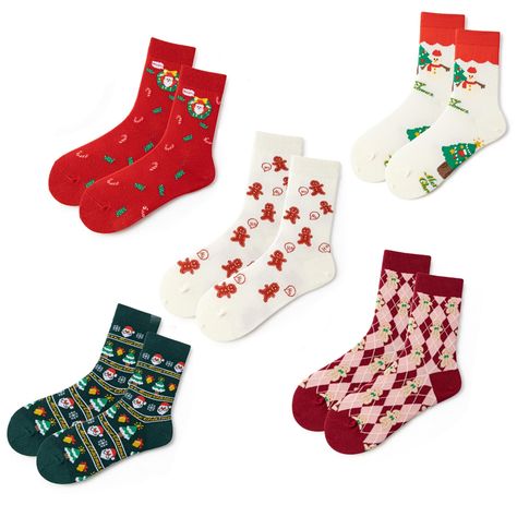 PRICES MAY VARY. cotton Imported Pull On closure Machine Wash 🎄Cotton Socks🎄- Multi-Pack Christmas crew socks from ForBaysy are made of 80% combed cotton ,10% polyester and 10% elastane. this material has a super soft inner construction, which is softer and more comfortable to wear. These socks fit you well and offer you all-day comfort. 🎄Classical X'mas Crew Socks🎄- Gingerbread men ,candy canes, Christmas trees,reindeer and more. It’s enough to fill up a decorative tin to leave out for Sant Burr Basket, Xmas Socks, Santa Socks, Socks Funny, Socks Christmas, Gingerbread Men, Aesthetic Stuff, Funny Socks, Patterned Dress