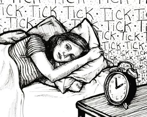 life in ink drawing Fear Of Sleep, Sleep Deprived Drawing, Insomnia Drawing, Insomnia Illustration, Sleep Drawing, Illustration Of Overthinking Dark, Girl Sleeping Drawing, Caged Girl Drawing, Girl Daydreaming Drawing