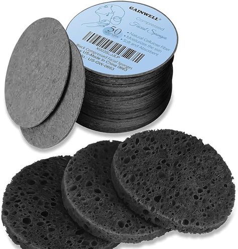 About this item Package – 50-count little black round cellulose facial sponges Material - Made of 100% natural sponge extracted from wood pulp, environmentally friendly. Free of harsh chemicals & odors, not irritating to the skin. Multi-Purpose Sponge - Gentle enough for daily face wash, deep pore cleansing, exfoliating, removing facial masks and makeup. These sponges are suitable for all skin types, sensitive, tender skin types included. Face Blender, Daily Face Wash, Natural Sponge, Facial Sponges, Cellulose Fiber, Pore Cleansing, Facial Cleansing, Natural Cosmetics, Facial Masks